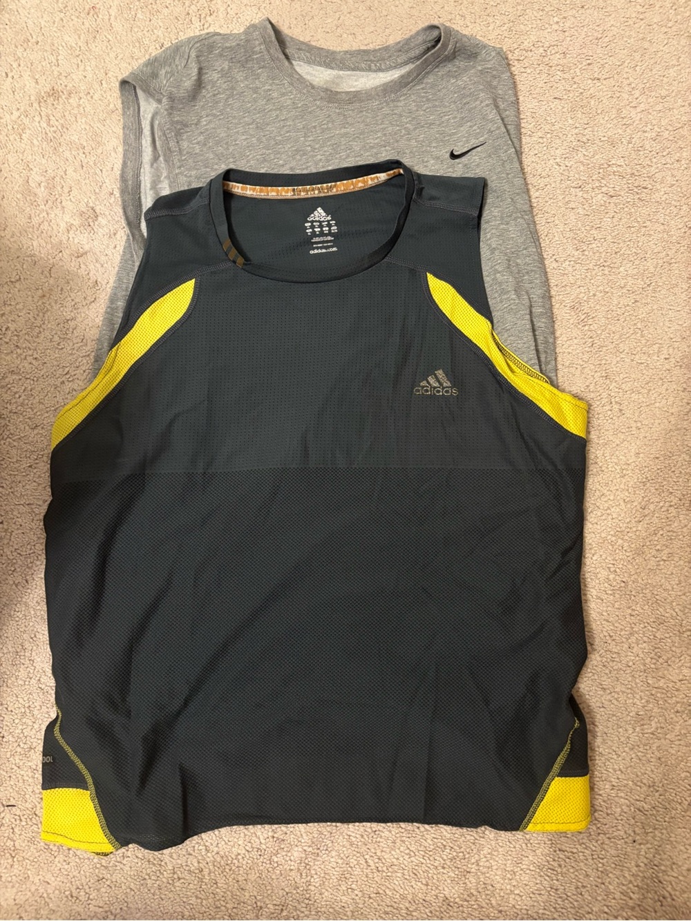 Adidas and Nike Men’s Gray & Yellow Training Tank Top